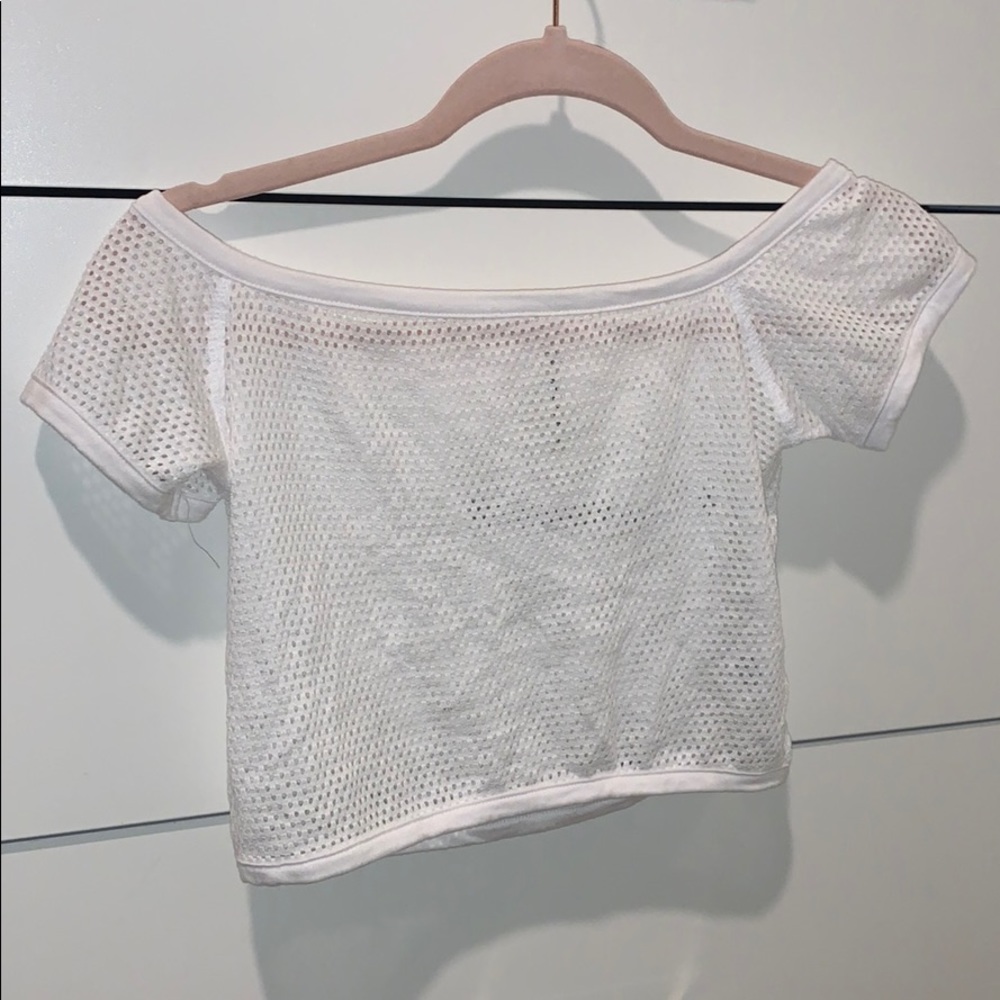 Emma & Sam White Mesh Fishnet Crop Top